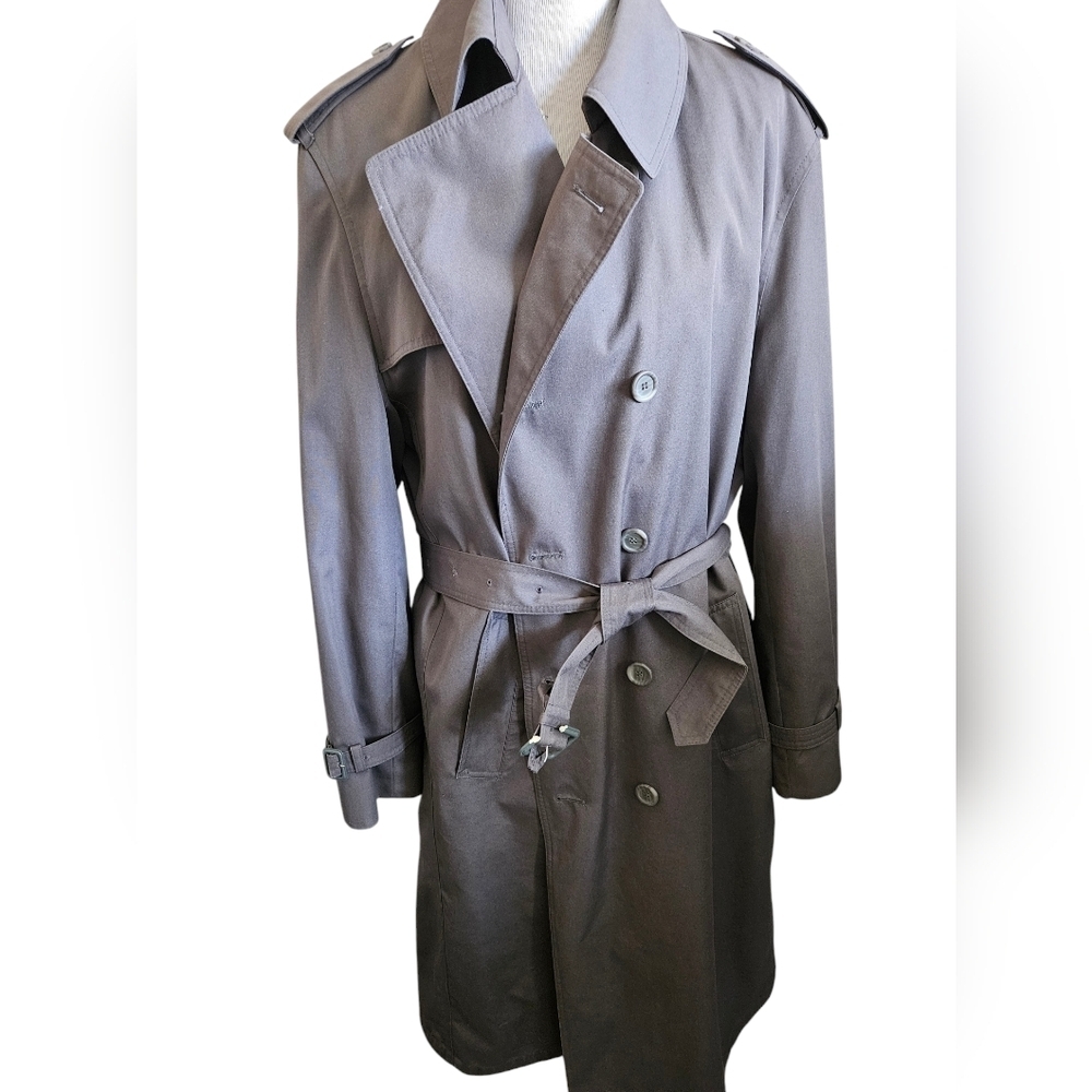Vintage Oteg Cassini Weather ready gray trench coat.